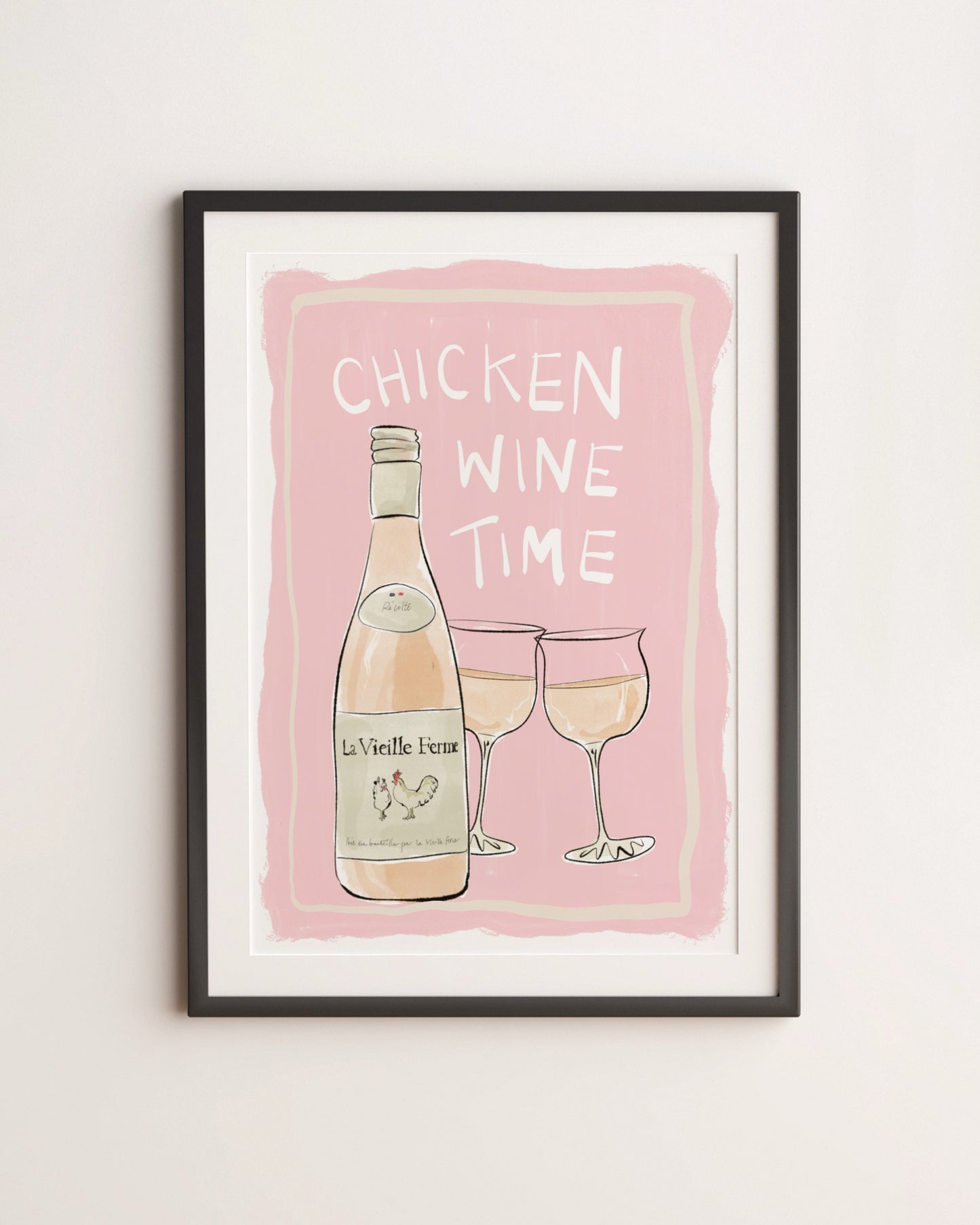 CHICKEN WINE ART PRINT