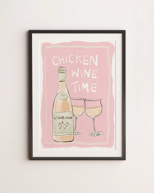 CHICKEN WINE ART PRINT